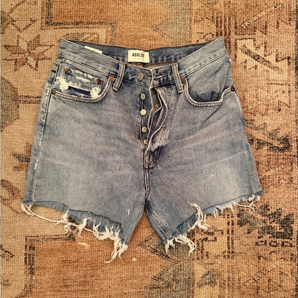 Agolde Riley Frayed Hem Jean Shorts